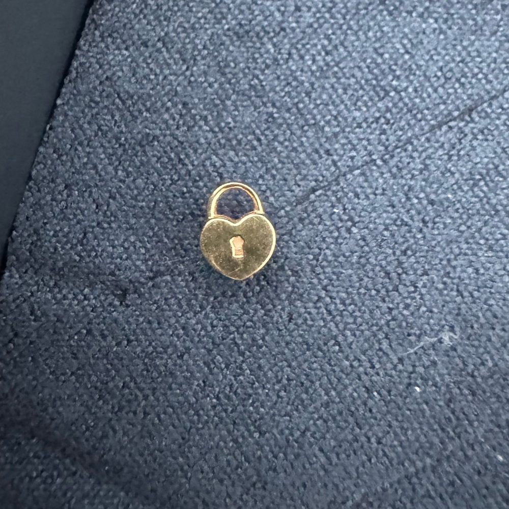 14k Gold Heart Padlock Charm earring - Picture 2 of 5